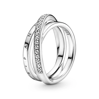 Pandora Crossover Pavé Triple Band Ring