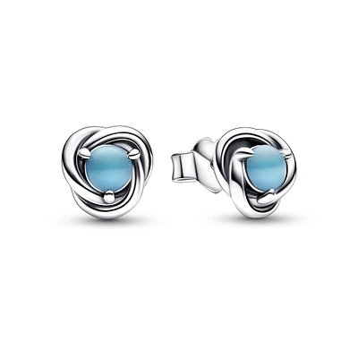 Pandora December Turquoise Blue Eternity Circle Stud Earrings