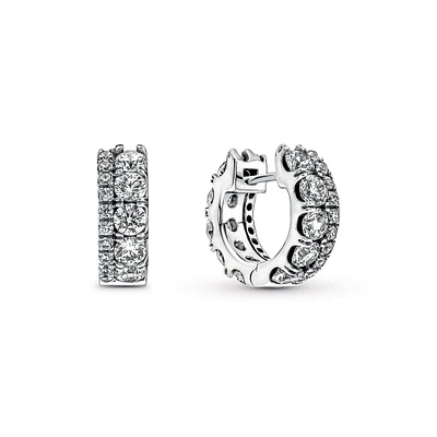 Pandora Double Band Pavé Hoop Earrings