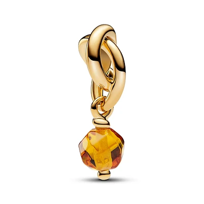 Pandora Faceted Honey Eternity Circle Gold-Plated Dangle Charm