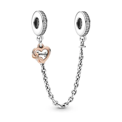 Pandora Family Heart Safety Chain Charm, Rose Gold-Plated