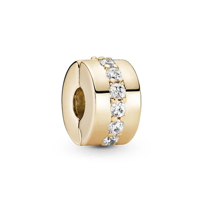 Pandora Gold Clear Sparkling Row Clip Charm