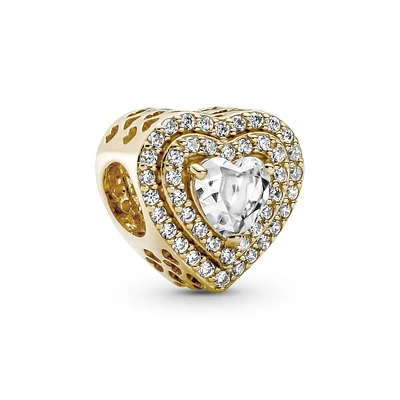 Pandora Gold Sparkling Levelled Hearts Charm