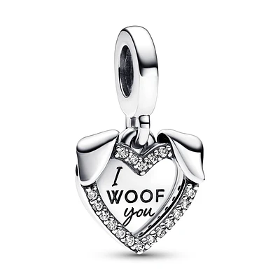 Pandora Heart & Dog Double Dangle Charm