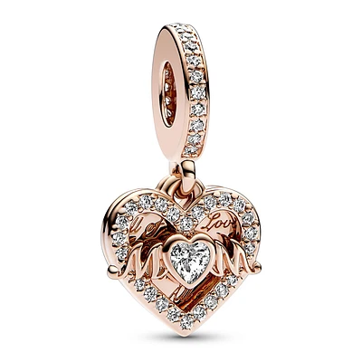 Pandora Heart & Mum Dangle Charm | Rose Gold-Plated