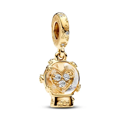 Pandora Heart Snowflake Snow Globe Gold-Plated Dangle Charm