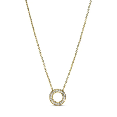 Pandora Logo Pavé Circle Collier Necklace, Gold-Plated