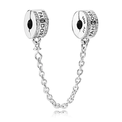 Pandora Logo Safety Chain, Clear Cubic Zirconia