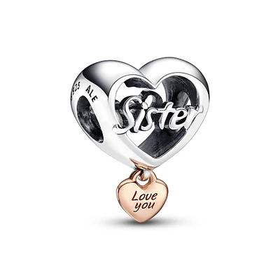 Pandora Love You Sister Heart Charm, Rose Gold-Plated