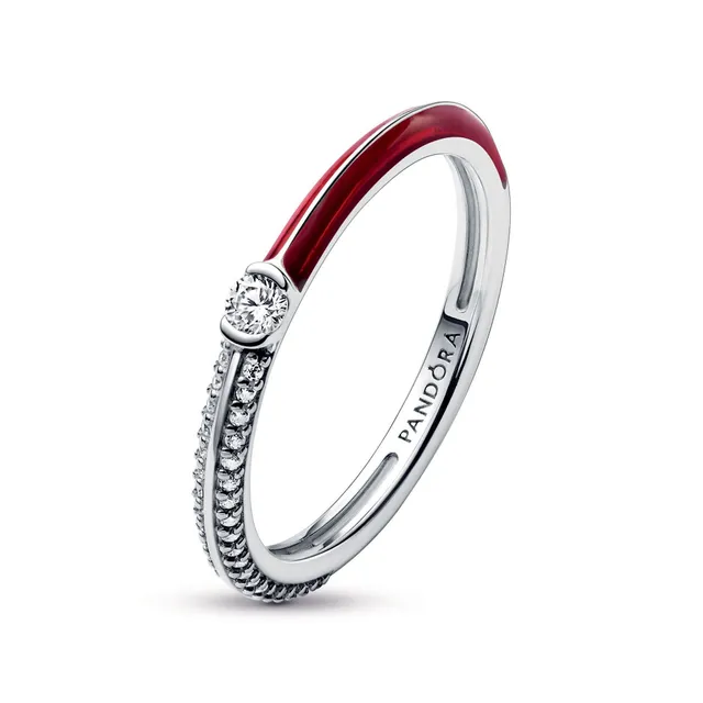 Pandora Elevated Red Heart Ring Sterling Silver / 7.5