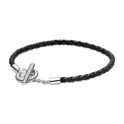 Pandora Moments Braided Leather T-Bar Bracelet - 7.9 Inches