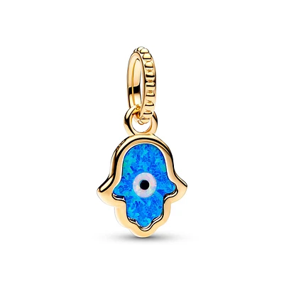 Pandora Opalescent Blue Hamsa Hand Dangle Charm | Gold-Plated