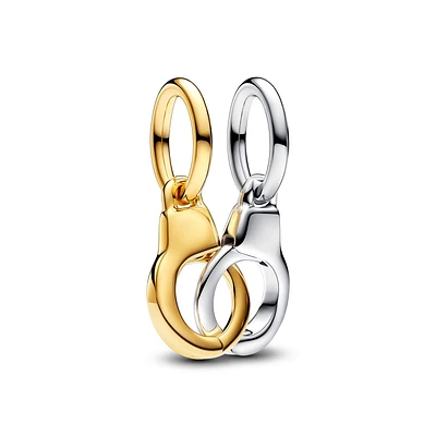 Pandora Openable & Splitable Handcuffs Gold-Plated Dangle Charm