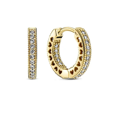 Pandora Pavé Heart Hoop Earrings, Gold-Plated