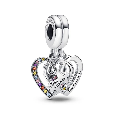 Pandora Puzzle Piece Hearts Splitable Friendship Dangle Charm