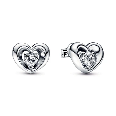 Pandora Radiant Heart & Floating Stone Stud Earrings