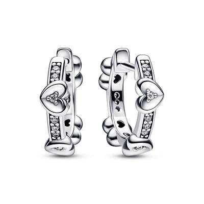 Pandora Radiant Sparkling Hearts Hoop Earrings