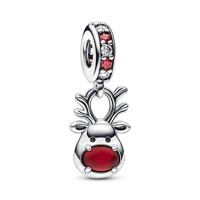 Pandora Red Nose Reindeer Murano Dangle Charm