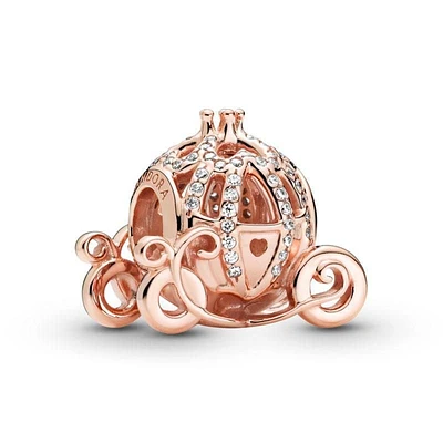 Pandora - Disney, Cinderella Sparkling Carriage Charm, Rose Gold-Plated