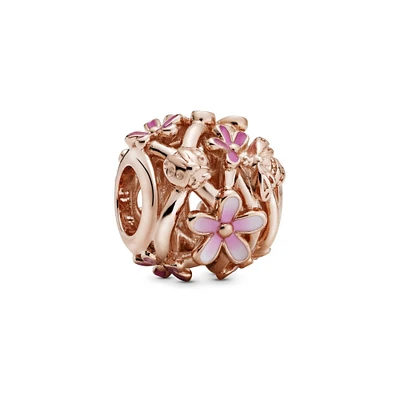 Pandora Openwork Pink Daisy Flower Charm, Rose Gold-Plated