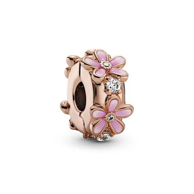 Pandora Pink Daisy Spacer Clip Charm, Rose Gold-Plated