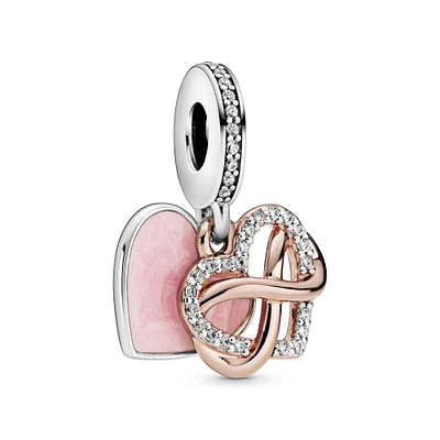 Pandora Sparkling Infinity Heart Dangle Charm, Rose Gold-Plated