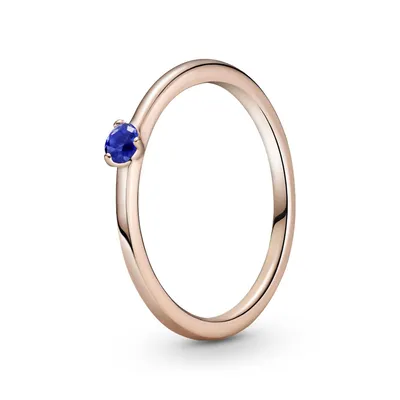 Pandora Stellar Blue Solitaire Ring, Rose Gold-Plated