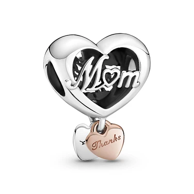 Pandora Thank You Mom Heart Charm, Rose Gold-Plated