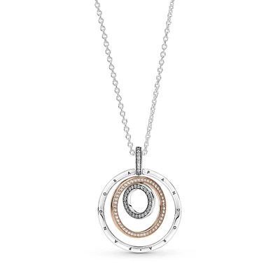 Pandora Two-Tone Circles Pendant & Necklace, Rose Gold-Plated