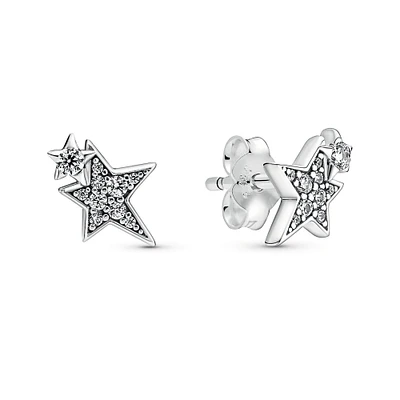 Pandora Sparkling Asymmetric Stars Stud Earrings