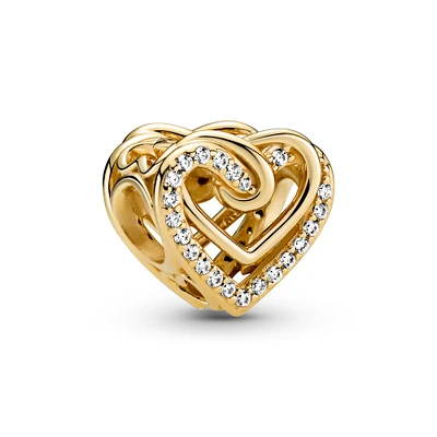 Pandora Sparkling Entwined Hearts Charm, Gold-Plated