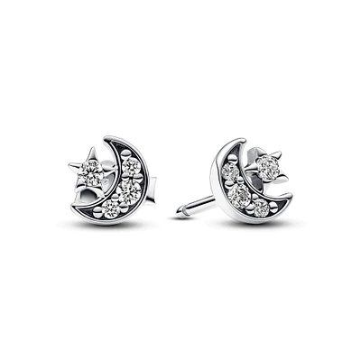 Pandora Sparkling Moon & Star Stud Earrings