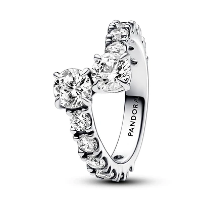 Pandora Sparkling Overlapping Band Ring