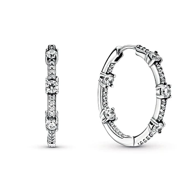 Pandora Sparkling Pavé Bars Inside Out Hoop Earrings