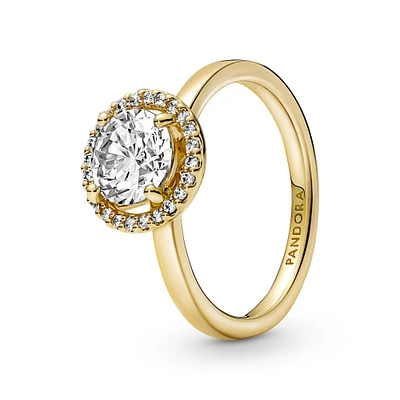 Pandora Sparkling Round Halo Ring, Gold-Plated