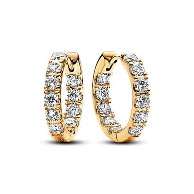 Pandora Sparkling Row Eternity Gold-Plated Hoop Earrings