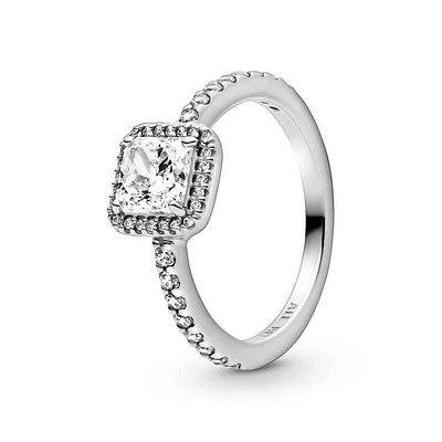 Pandora Square Sparkle Halo Ring