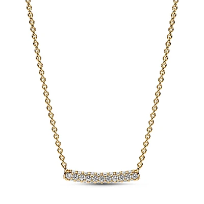 Pandora Timeless Pavé Single-Row Bar Collier Necklace | Gold-Plated