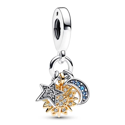 Pandora Two-Tone Celestial Triple Dangle Charm | Gold-Plated