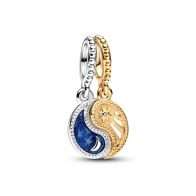 Pandora Two-Tone Splitable Sun & Moon Dangle Charm | Gold-Plated