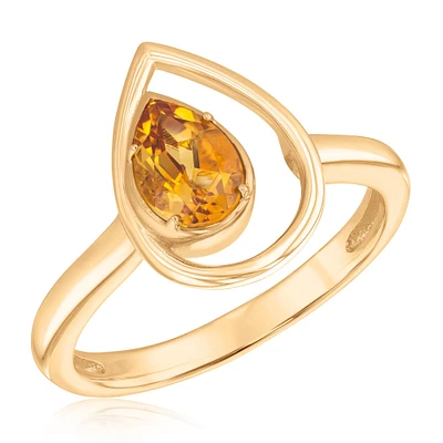 Papyrus Citrine Yellow Gold Teardrop Ring