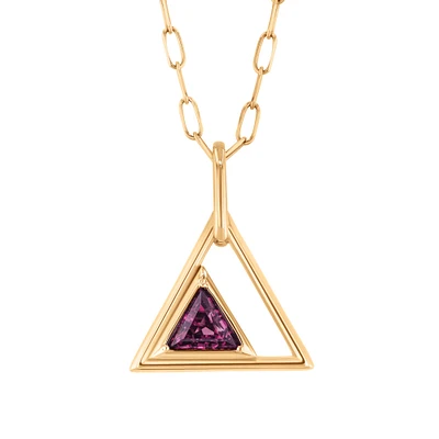 Papyrus Rhodolite Garnet Yellow Gold Triangle Pendant Necklace