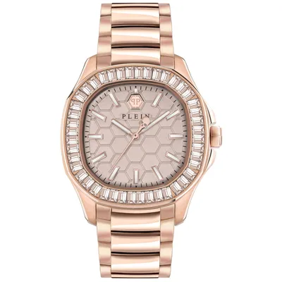 Philipp Plein Philipp Crystal Bezel and Ion-Plated Rose Gold Bracelet Watch | 38mm x 45mm | PWTAA0723