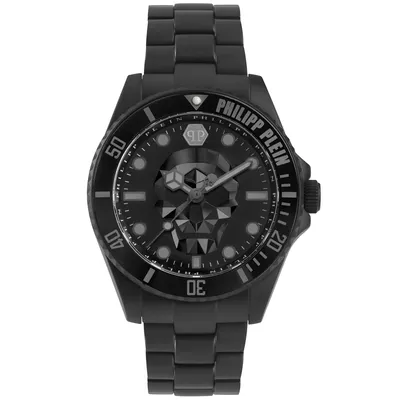 Philipp Plein The Skull Diver Black Ion-Plated Bracelet Watch | 44mm | PWOAA0922