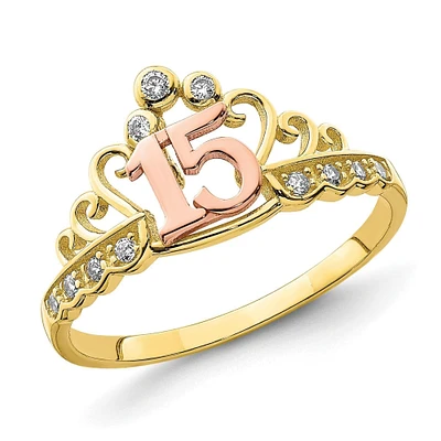 Quinceanera Princess Two-Tone Gold Tiara Ring