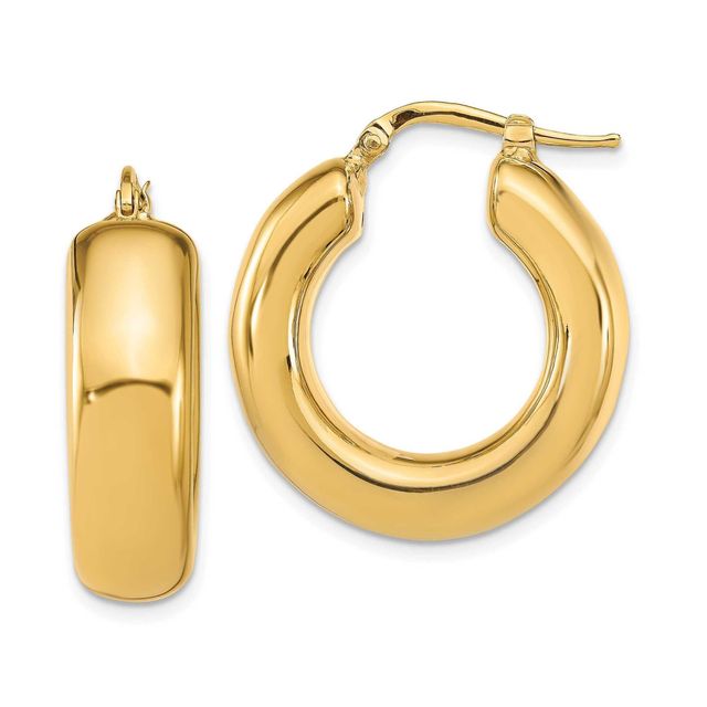 Yellow Gold Polished Wide Hoop Earrings | 8x25mm