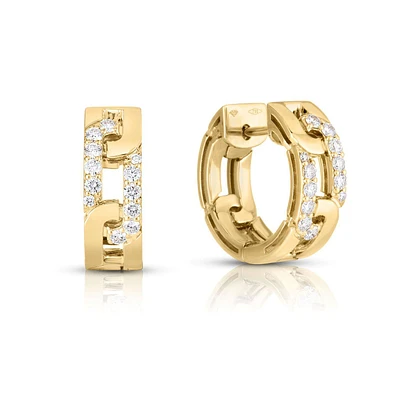 Roberto Coin Navarra Diamond Yellow Gold Hoop Earrings