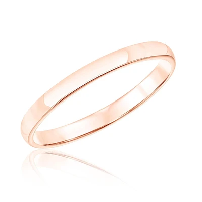 10k Rose Gold 2mm Super Low Dome Wedding Band