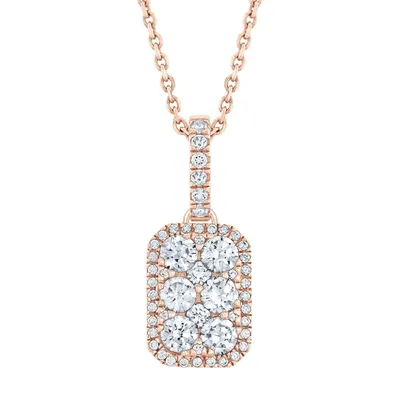 Rose Gold Diamond Rectangle Pendant 1/2ctw