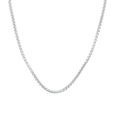 Round Box Sterling Silver Chain Necklace 4.4mm